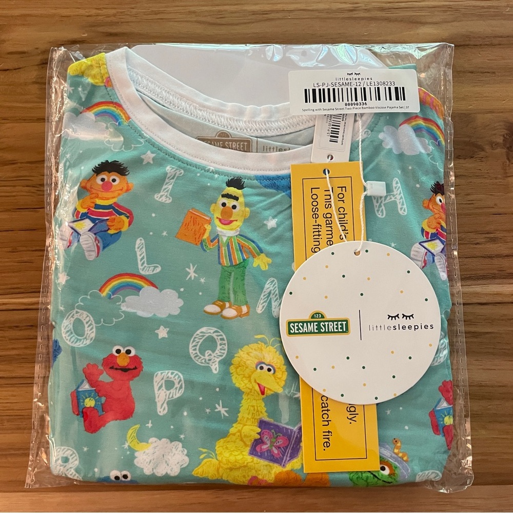 NWT Little Sleepies Spelling with Sesame Street Two-Piece Pajama Set
